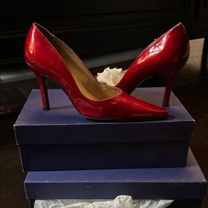 Elegant Stuart Weitzman Red Stiletto Heels